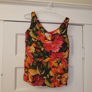 Vintage silk floral sleeveless blouse